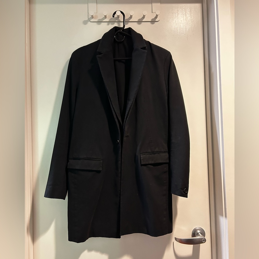 Black All Saints double layer denim overcoat